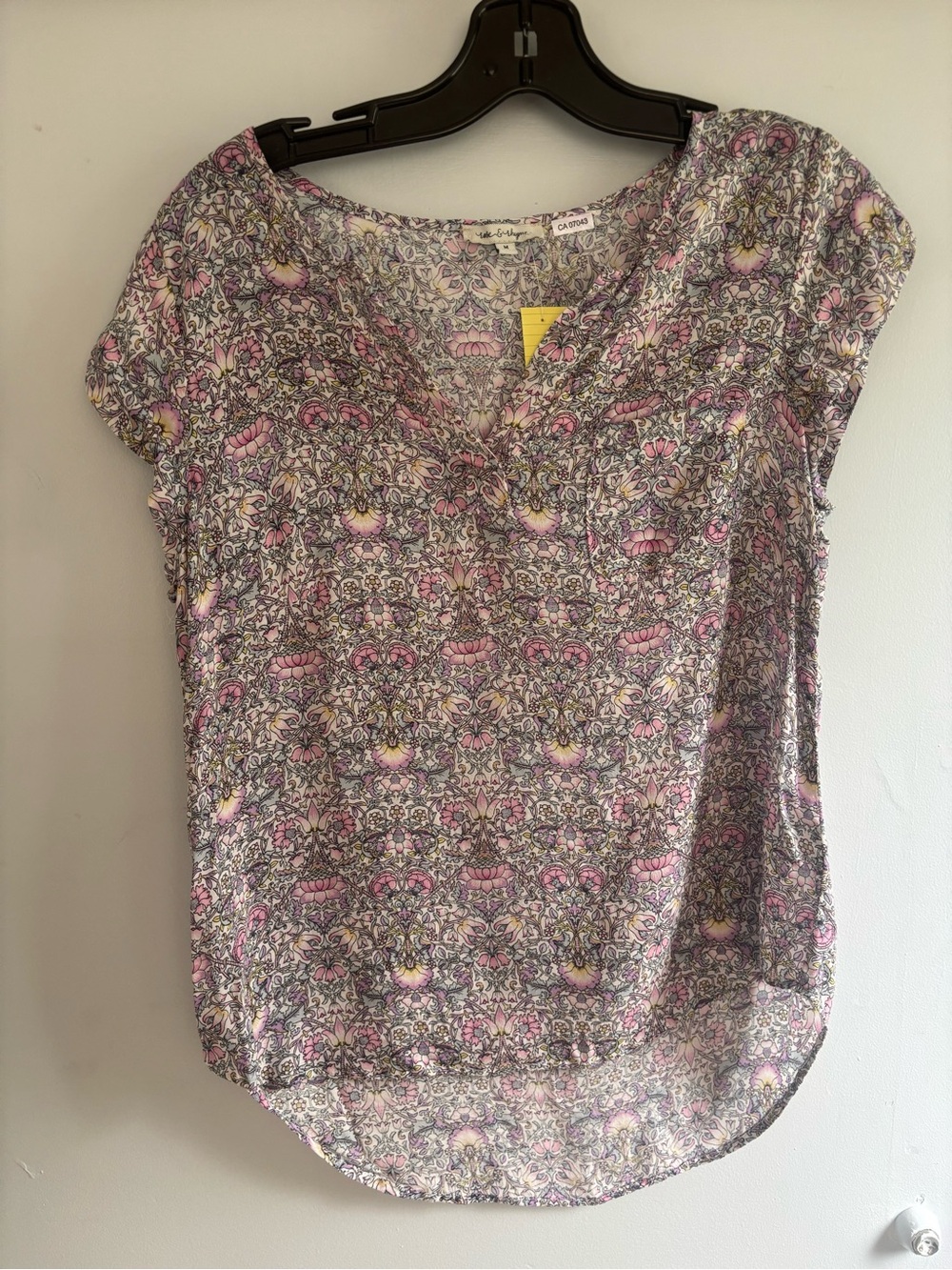 V-Neck Floral Blouse in Pink & Gray by Madewell